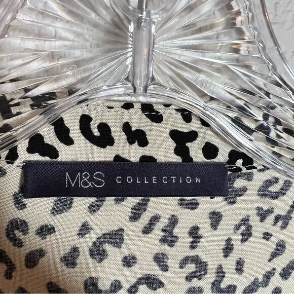 M&S Collection Natural Mix Animal‎ Print Long Sleeve Collared Top Womens Size 12 - Picture 2 of 7